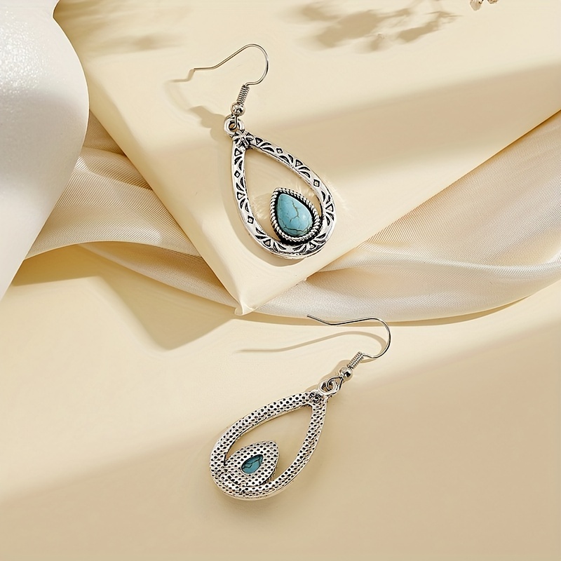 Vintage Inspired Turquoise Water Drop Earrings